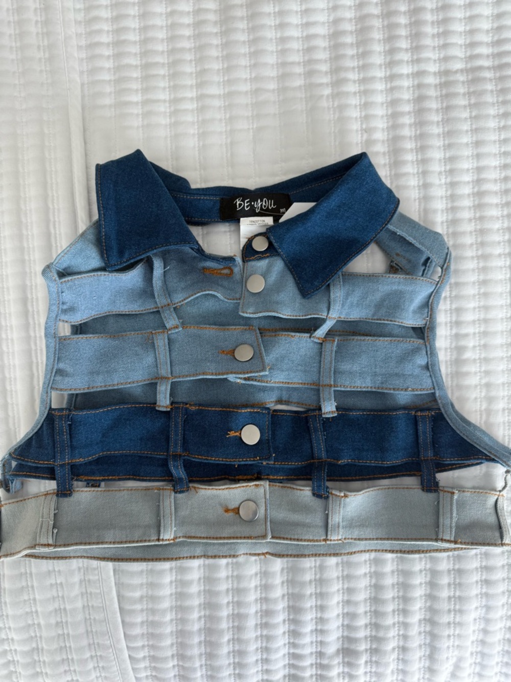 Two-Tone Denim Vest Top